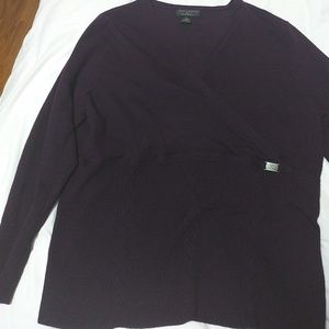 Plus size wool faux wrap sweater pattern waistline